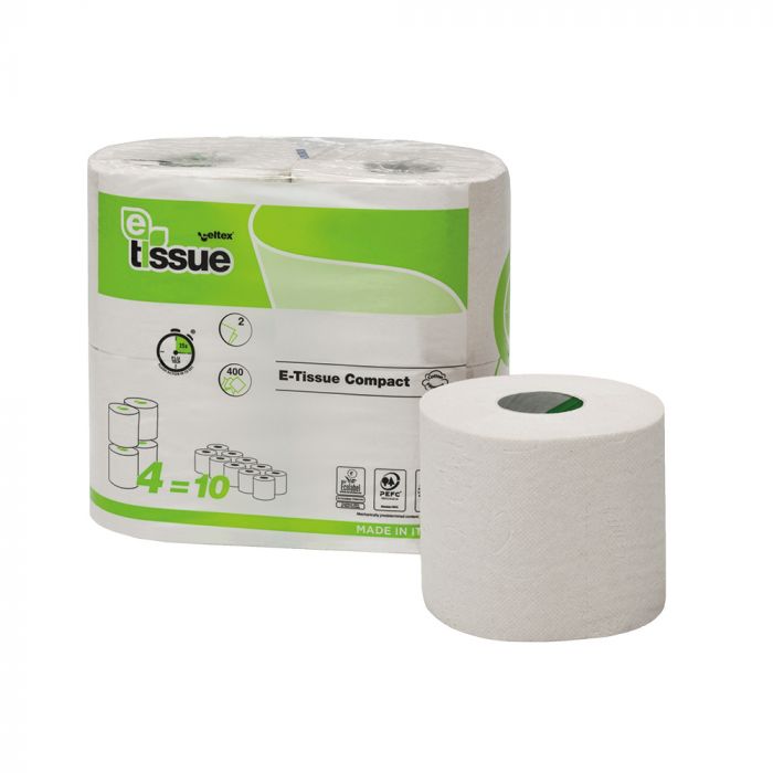 Toiletpapier 400vel E-Tissue traditioneel 2laags 60rollen 15×4 rol (237344) - Afbeelding 2