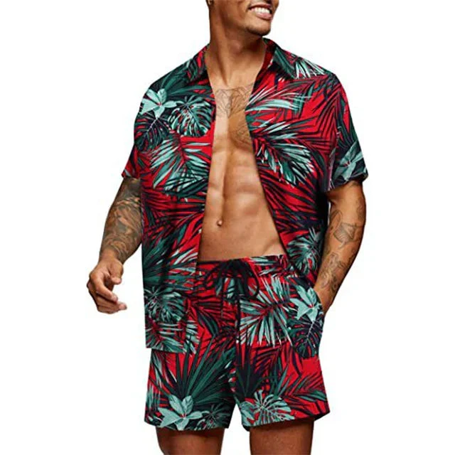 Heren Twee-Piece Set - Korte Mouwen Overhemd & Bijpassende Shorts - Ontspannen Pasvorm - Afbeelding 7