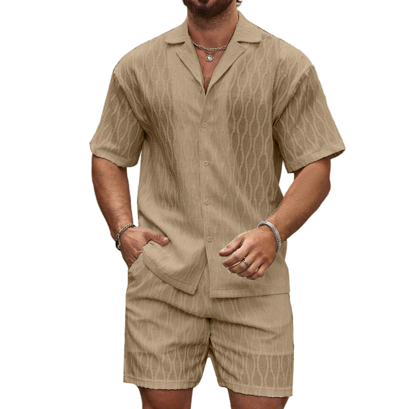 Heren Twee-Piece Set Korte Mouwen Overhemd en Shorts - Afbeelding 2