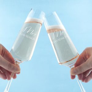 Gepersonaliseerde Champagneglazen voor Koppels – Mr & Mrs Design