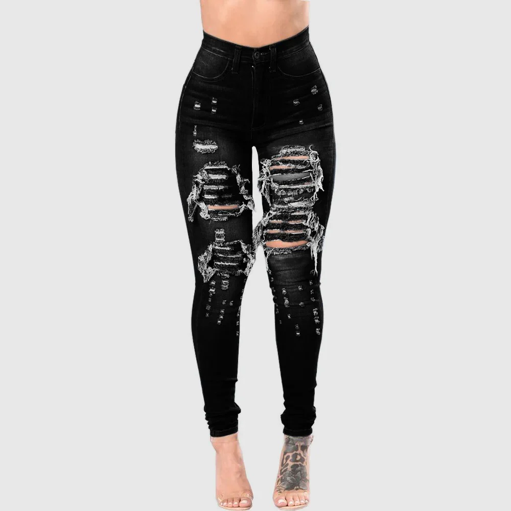 Hoge Taille Gescheurde Jeans Voor Vrouwen - Afbeelding 3