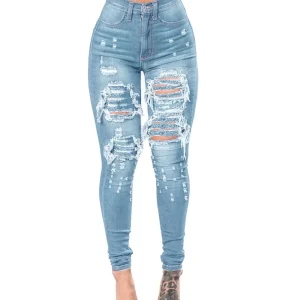 Hoge Taille Gescheurde Jeans Voor Vrouwen